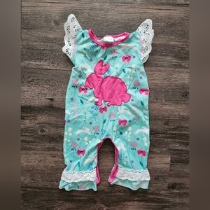 Boutique Easter Bunny Floral Baby Romper Jumpsuit